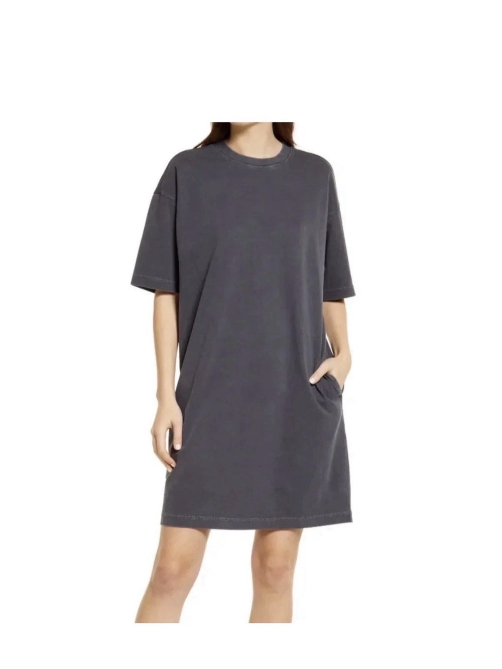 Women's Short Sleeve T-Shirt Dress Size XL Relaxed Fit Dress in Charcoal Gray